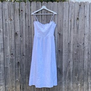 REFORMATION White Ruffle Princess Bodice Linen Dress in Size 10